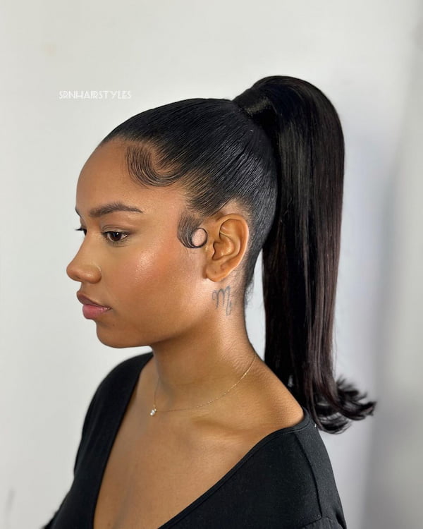 Chic Ponytail with Curved Ends