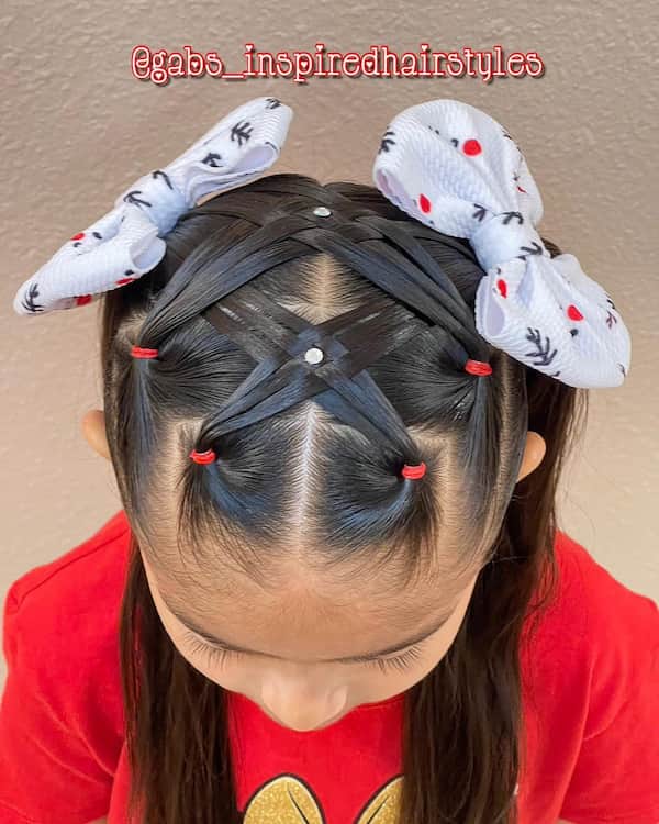 Christmas Cross Hairstyle with Bow