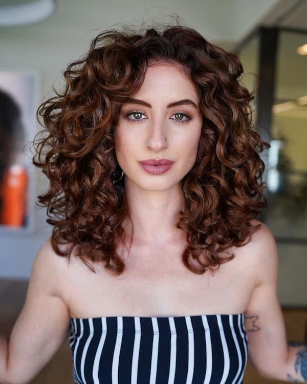 Classic Reddish Brunette Curly Hair