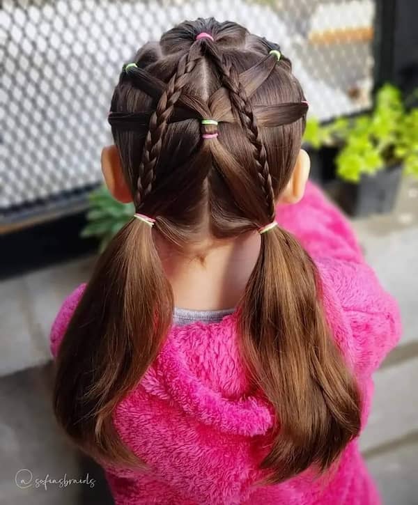 Cross Braids Double Pigtails Hairstyle