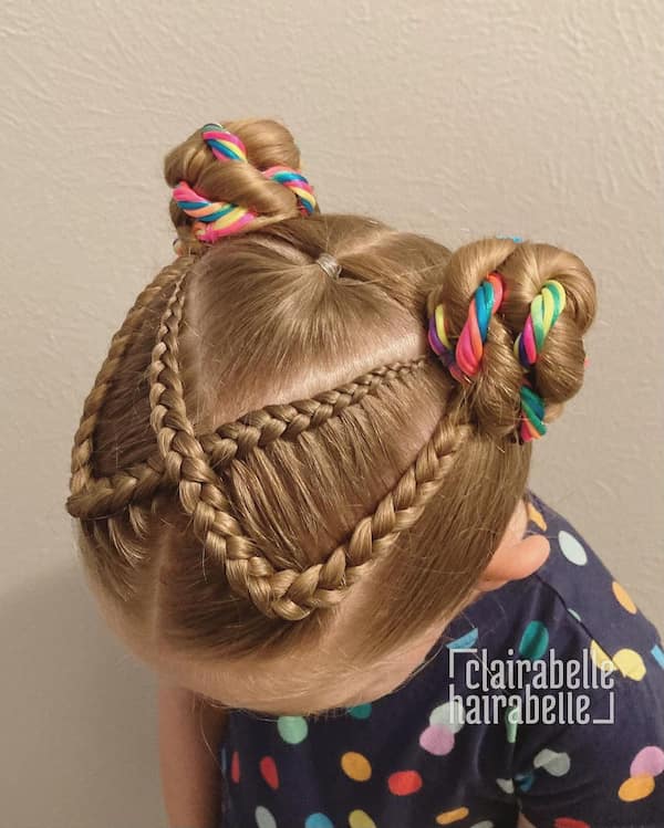 Crossed Space Lace Braid Buns