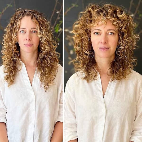 Curly Hair with Bangs for Older Women