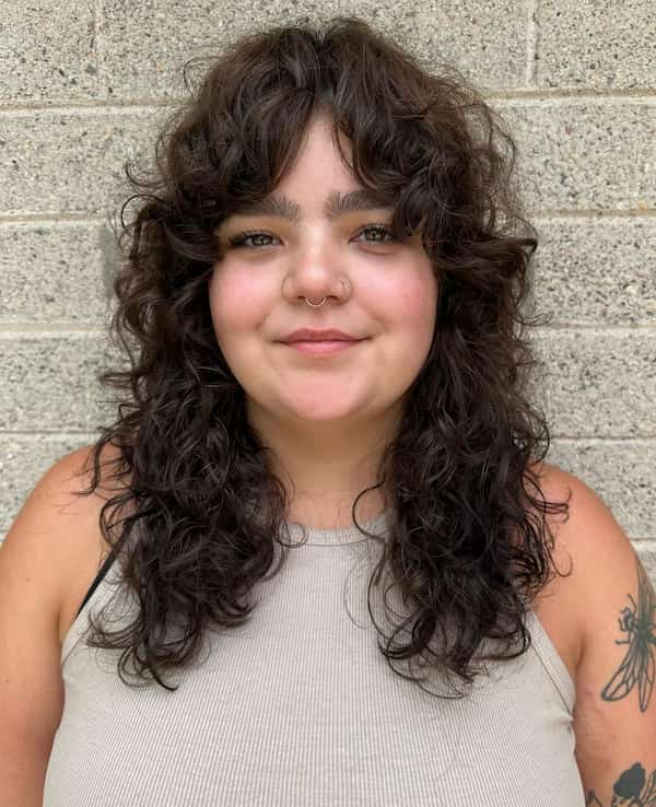 Curly Shag with Curtain Bangs