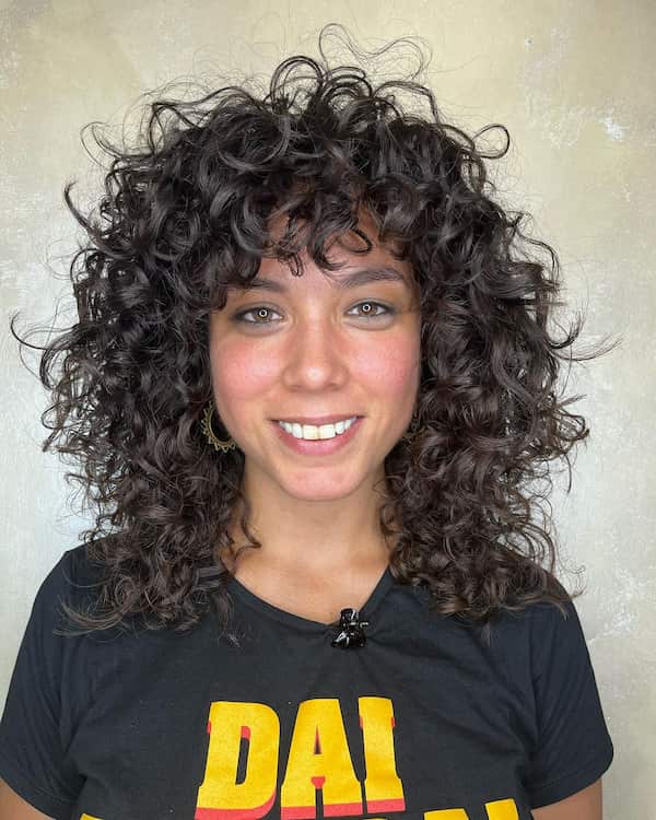 Cute Black Curly Hair with Messy Layers