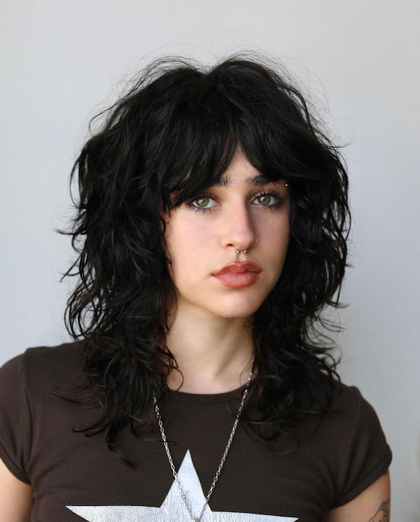 Cute Curly Shag with Bangs