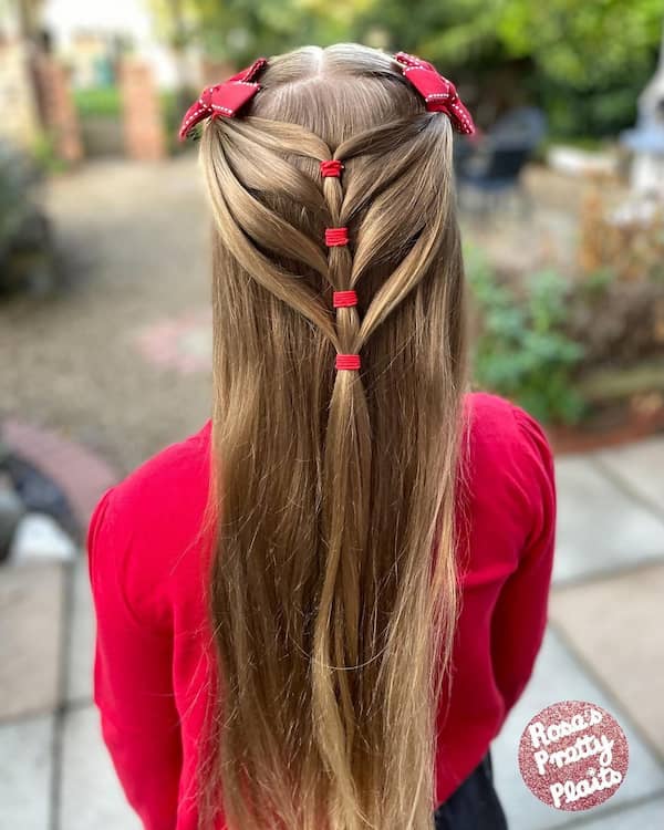 Cute Half-Up Ponytails with Two Mini Pigtails