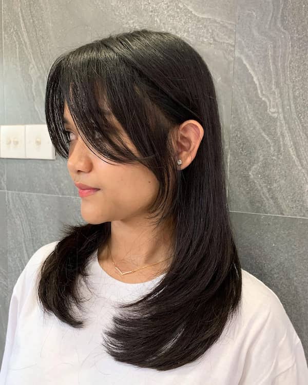 Cutting Layered Haircut with Curtain Bangs