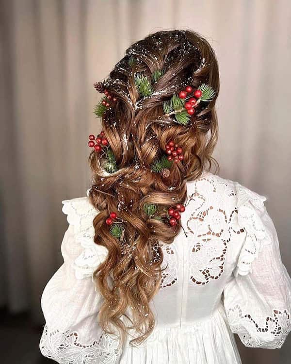 Decorated Christmas Braided Updo