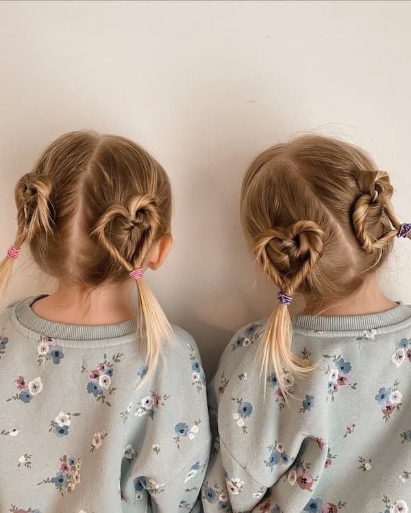 Double Heart Hair with Rubber Band