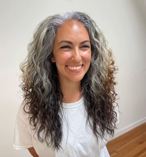 Gray Loose Curls for Thin Hair