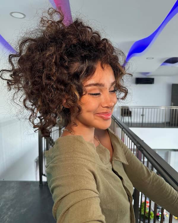 High Messy Updo for Curly Hair
