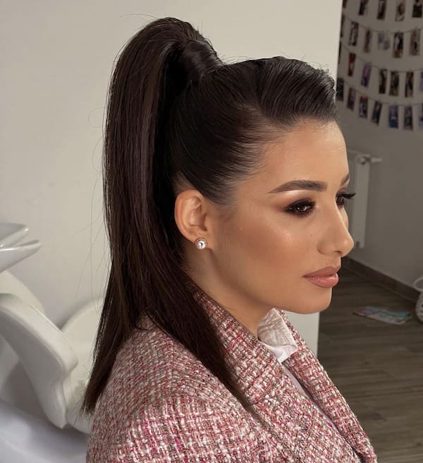 High Ponytail and Side Swept Frontal