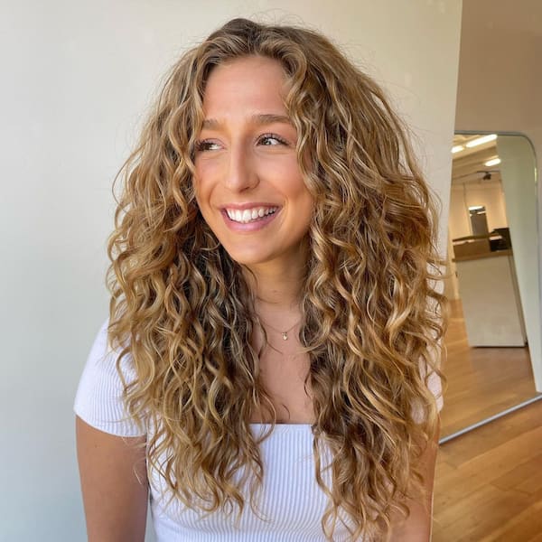 Medium Center-Parted Curly Hair