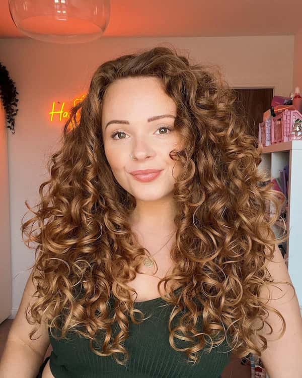Medium-Length Brunette Thick Hair with Curls