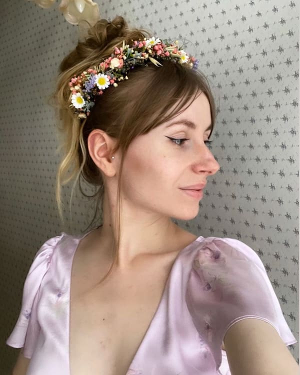 Messy Bun with Natural Flowers