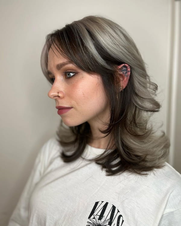 Messy Silver and Black Butterfly Haircut