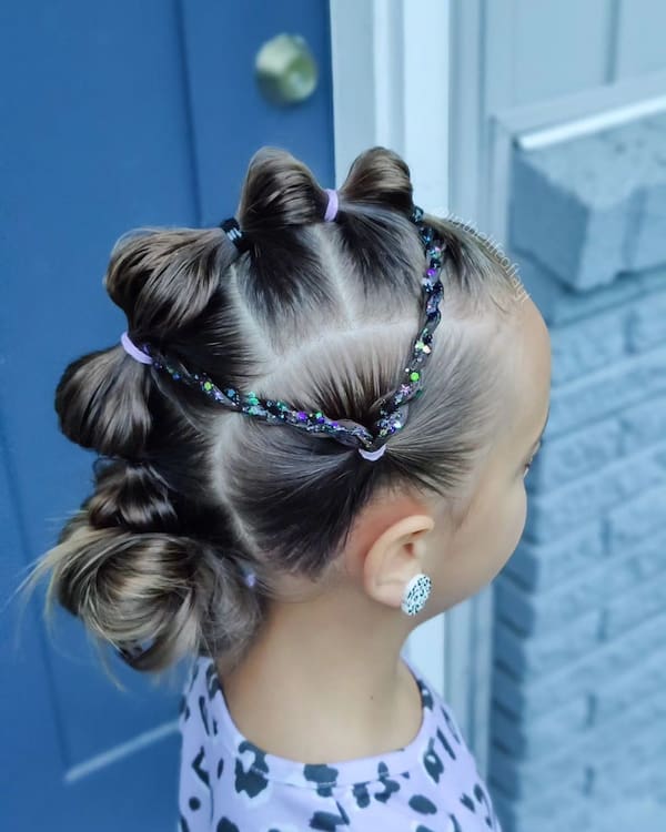 Mohawk Bubble Braids with Side Glitter