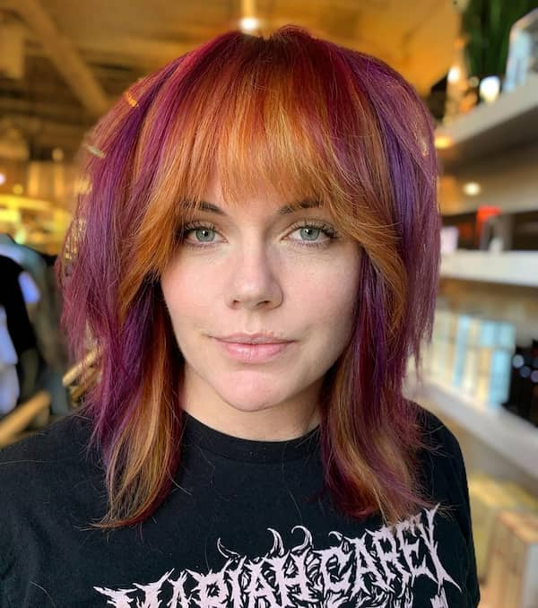 Multi-Coloured Medium Length Shag Haircut