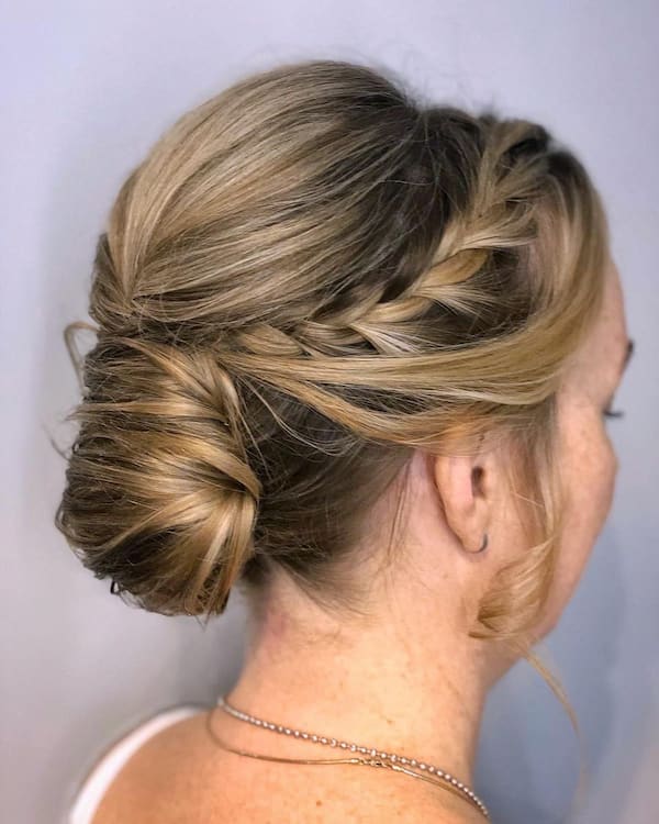 One-Sided Braided Hair with Low Bun