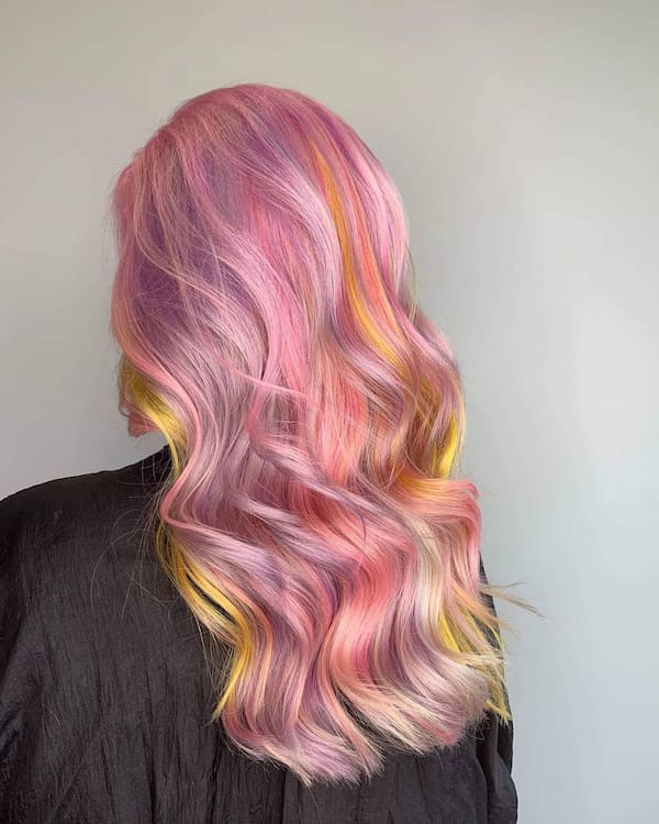 Pink and Yellow Glam Haircut