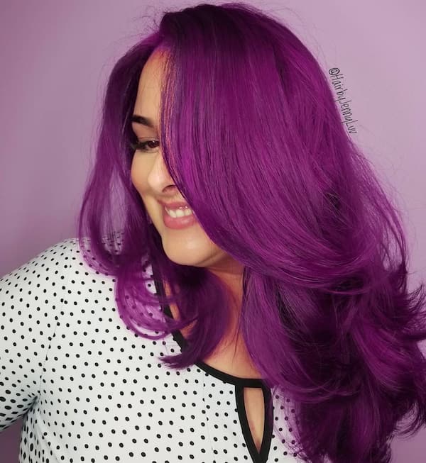 Purple Voluminous Long-Layered Hair