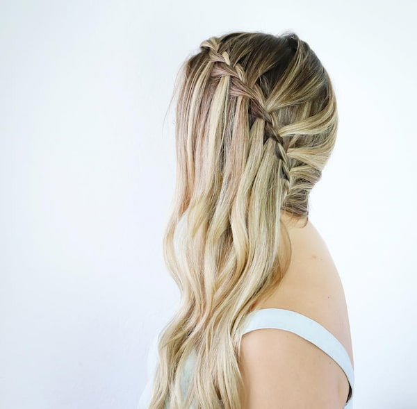 Side Side-swept hair with Waterfall Braid