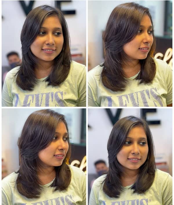 Simple Mid-Length Haircut with Feathers Layers