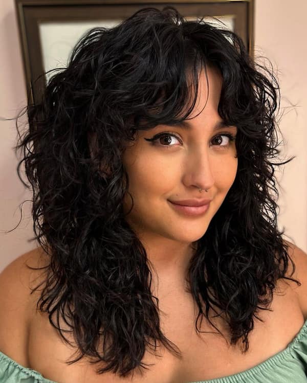 Simple Textured Curly Hair with Bangs