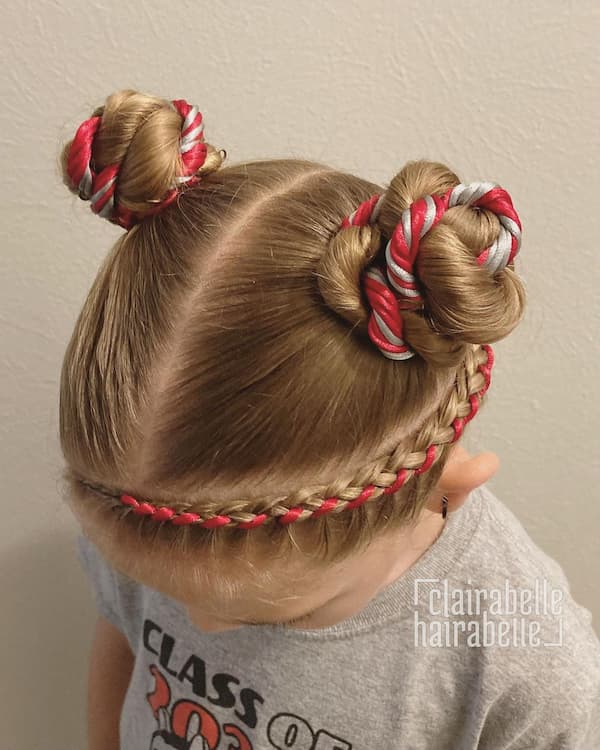 Span Bun with Christmas Theme Ribbon