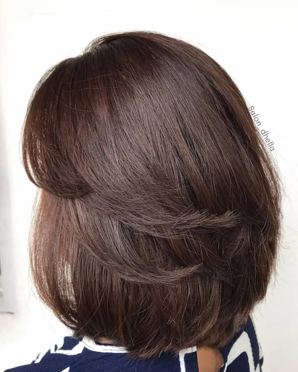 Stepped Layered Bob with Bangs