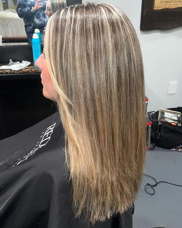 Straight Long Bob with Highlights