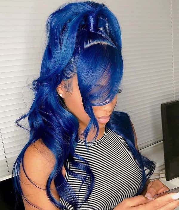 Super Blue Half Up Half Down with Bangs