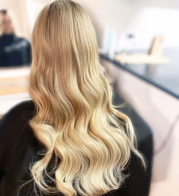Thick Blonde Hair with Glam Waves