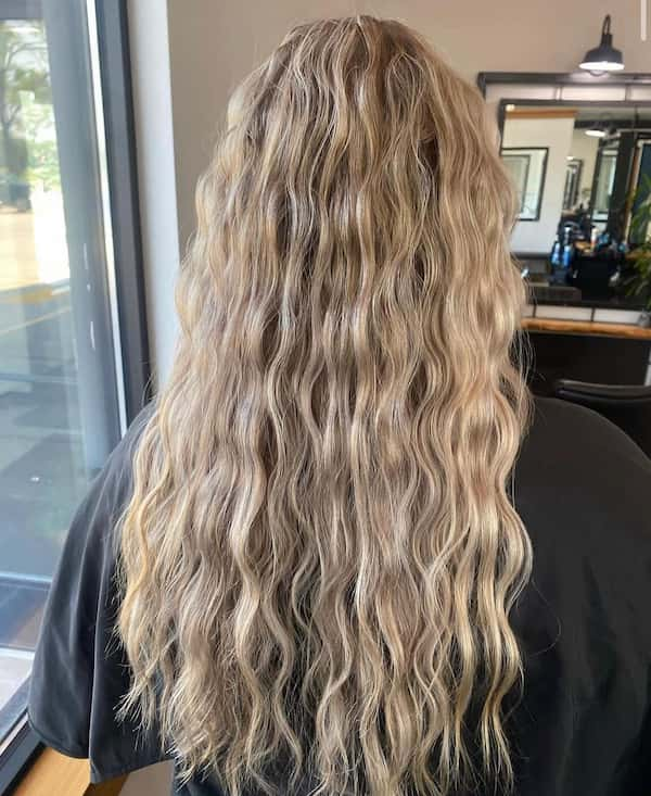 Blonde Mermaid Wavy Haircut