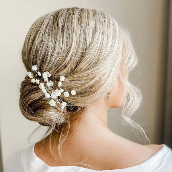 Bridal Low Bun with Bangs