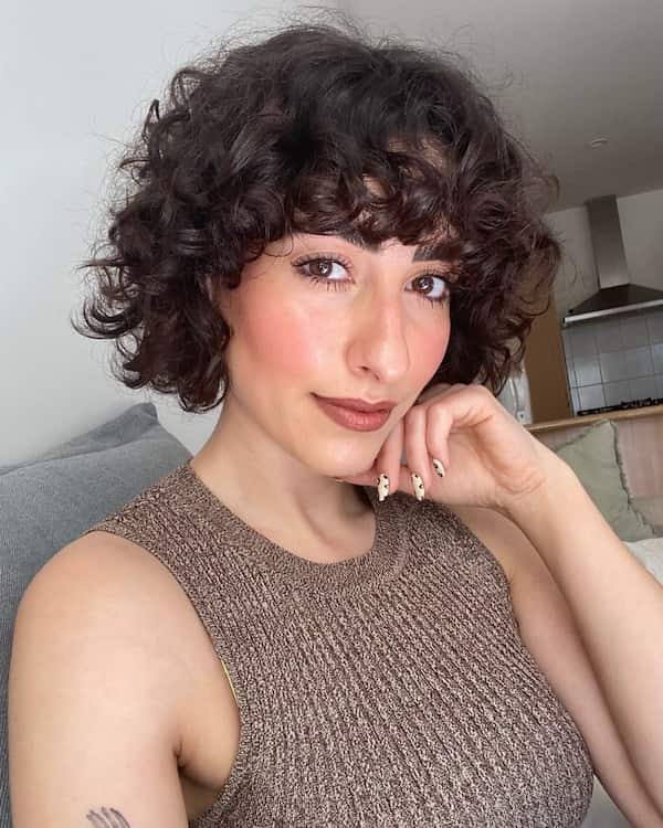Capped Curly Hair with Bangs