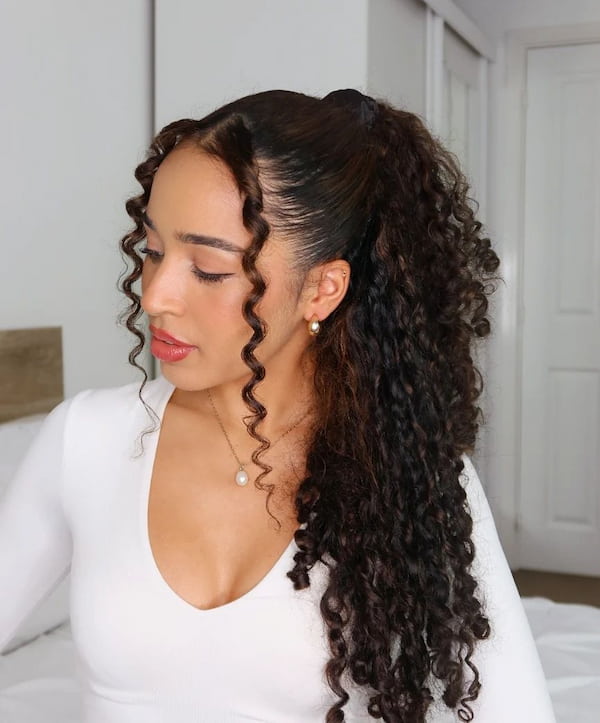 Classic Curly Ponytail with Half Down