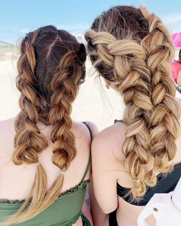 Double Large Dutch Braids