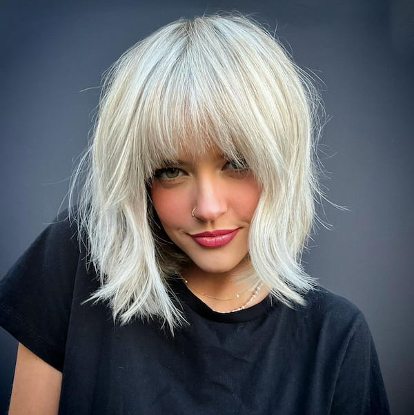 Fluffy Shag Bob Haircut with Fringe