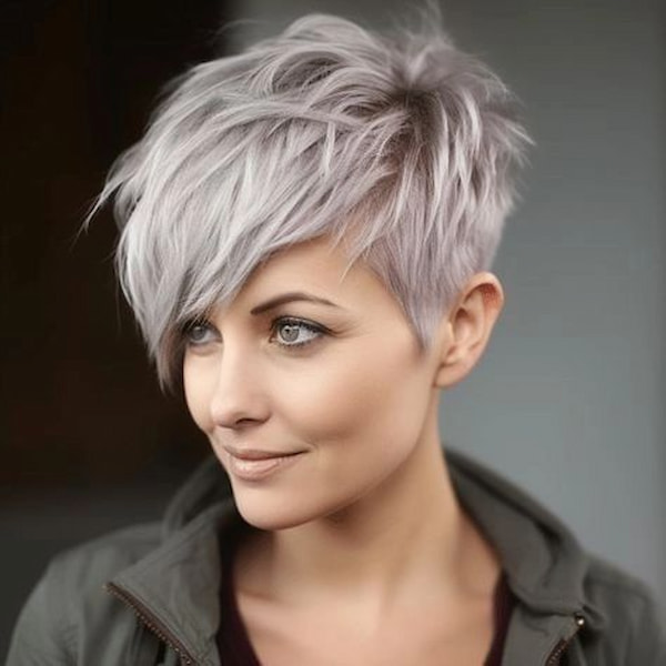 Gray Textured Pixie Haircut