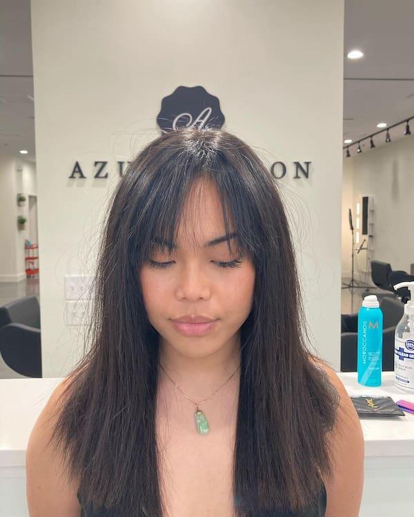 Lob Haircut with Bangs