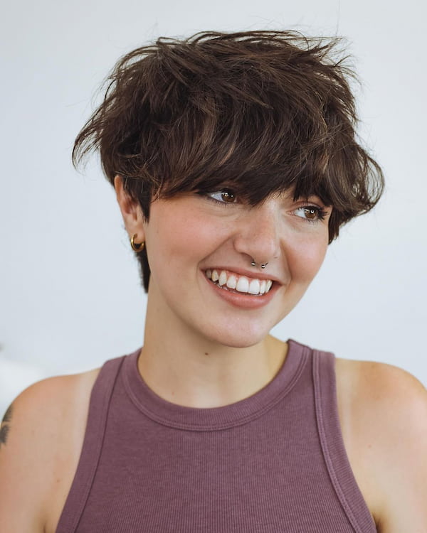 Pixie Haircut with Full Fringe