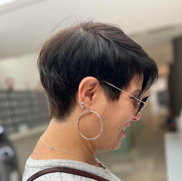 Smooth Short Haircut with Side Bangs