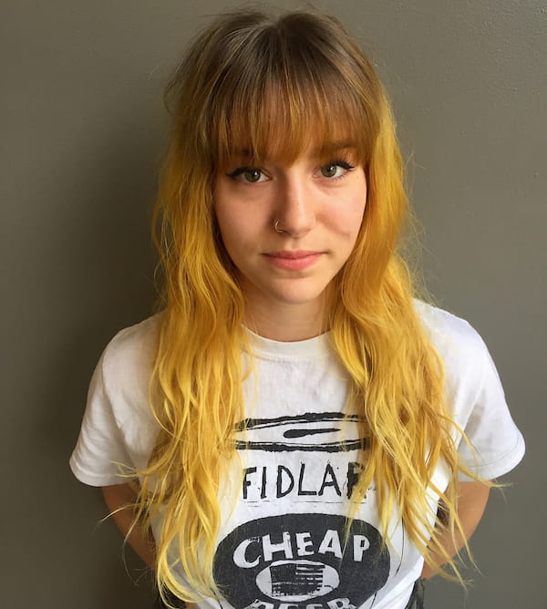 Yellow Haircut with Bangs