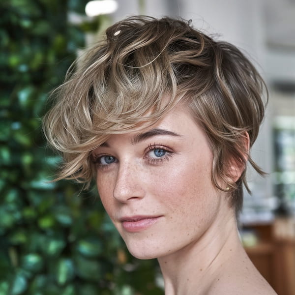 Layered Pixie with Long Bangs