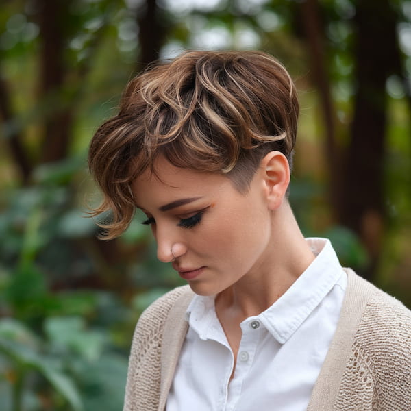 Textured Pixie with Shaved Side