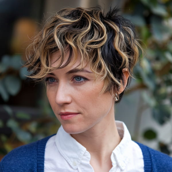 Wavy Pixie with Highlights