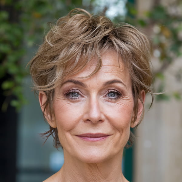 Wavy pixie for over 50