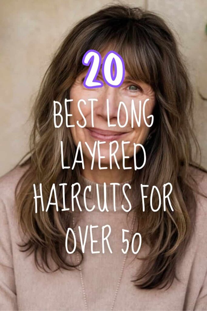 Youthful Long Layered Hair with Bangs for Over 50