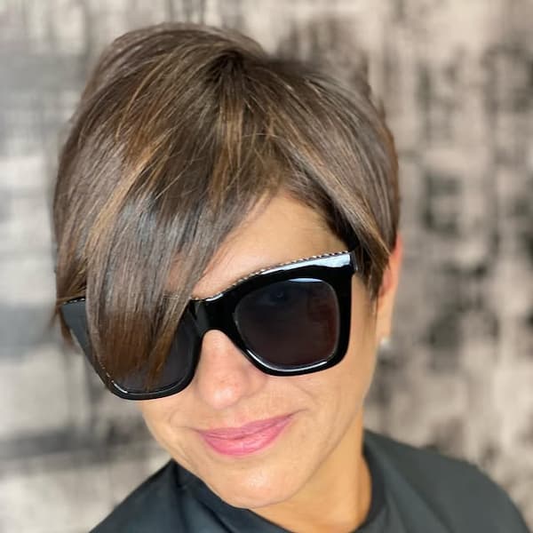 Angled Pixie with Longer Bangs
